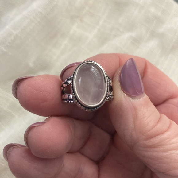 Jewelry - NEW Pink Quartz, 925 Silver, Antique Setting Ring, Size 8
